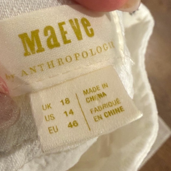 Maeve Anthropologie Ivory Button Front Denim Midi Skirt Size 14 - Picture 2 of 6